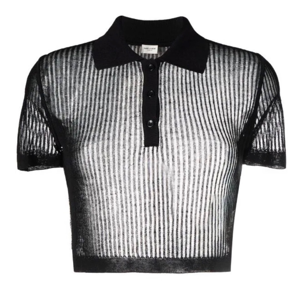 COPY - New Saint Laurent semi sheer ribbed polo shirt